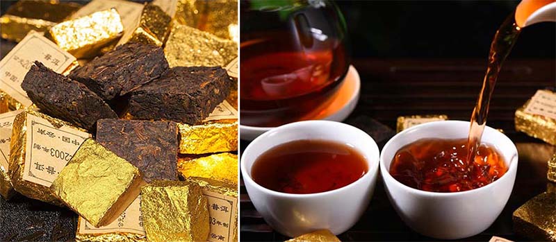 Thé pu-erh mûri en mini brique
